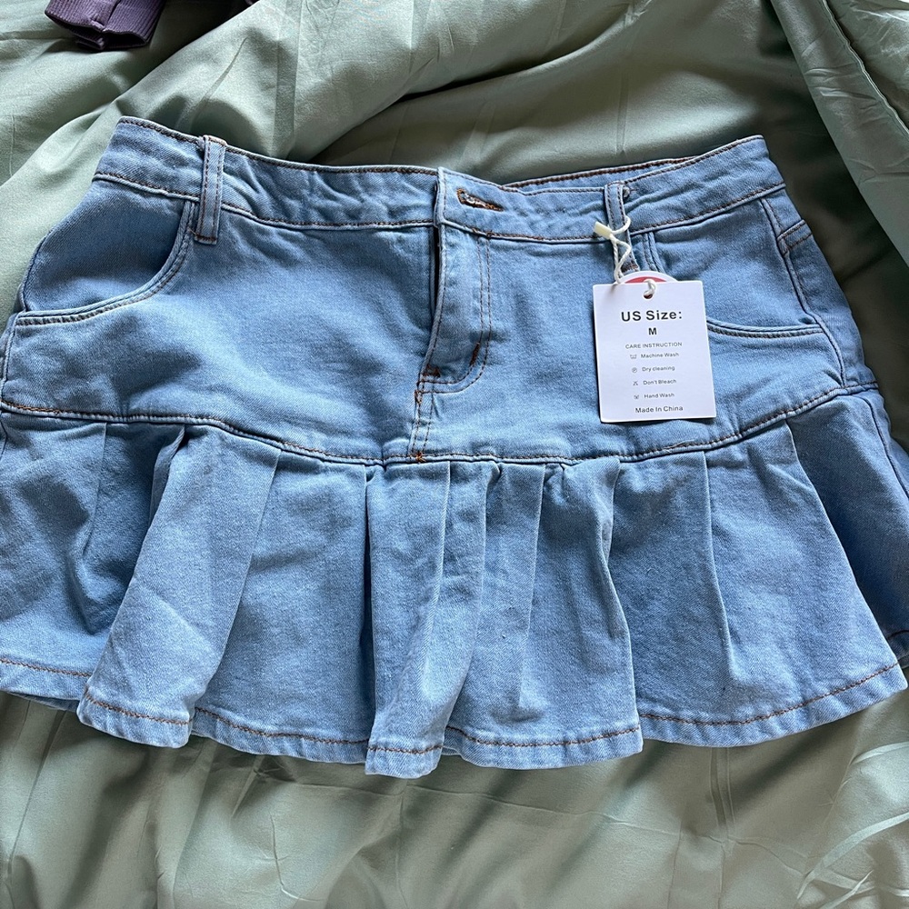 denim mini skirt